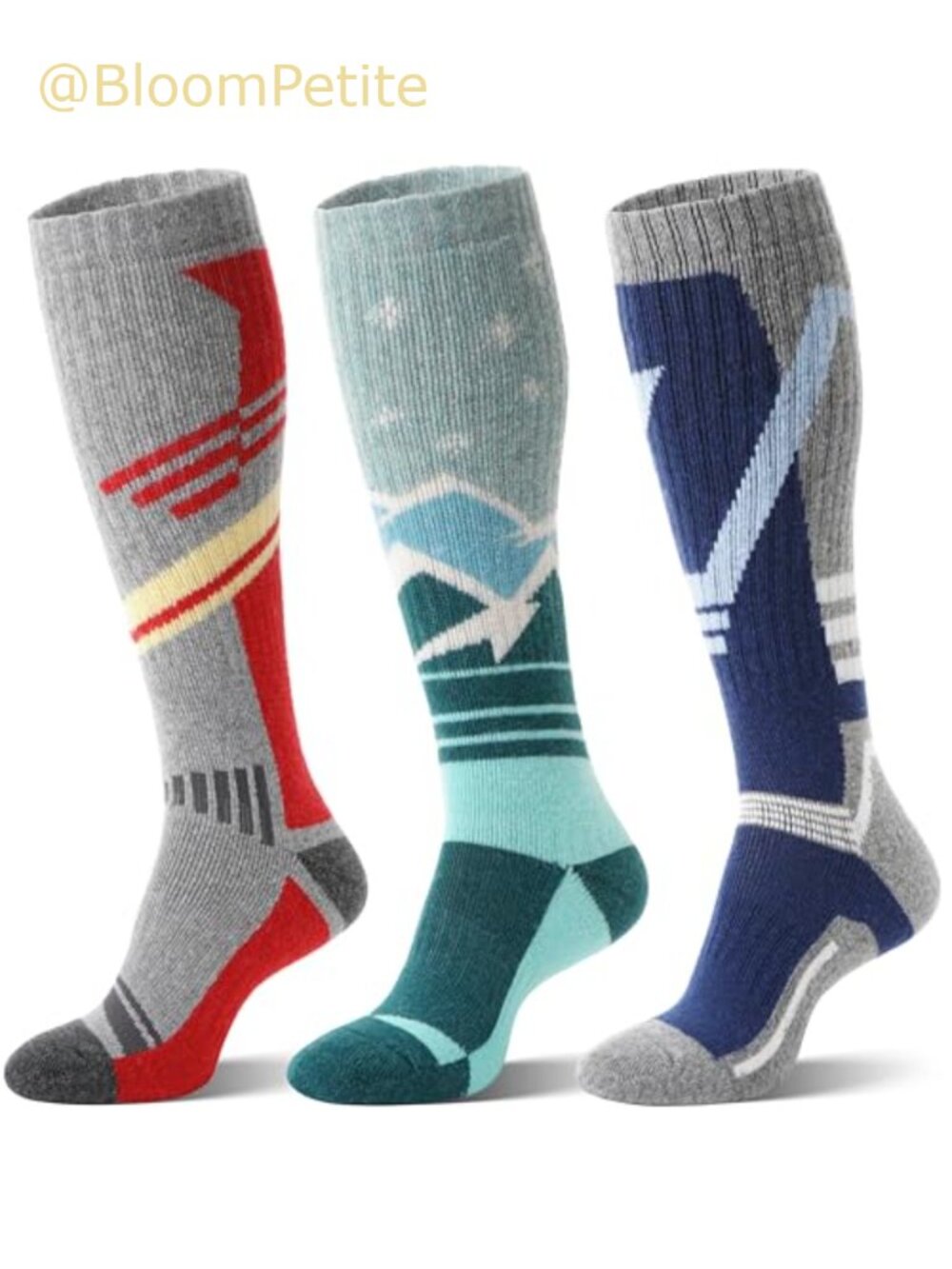 Merino Wool Ski Socks 3 Pairs Knee High Thermal Winter Snowboarding